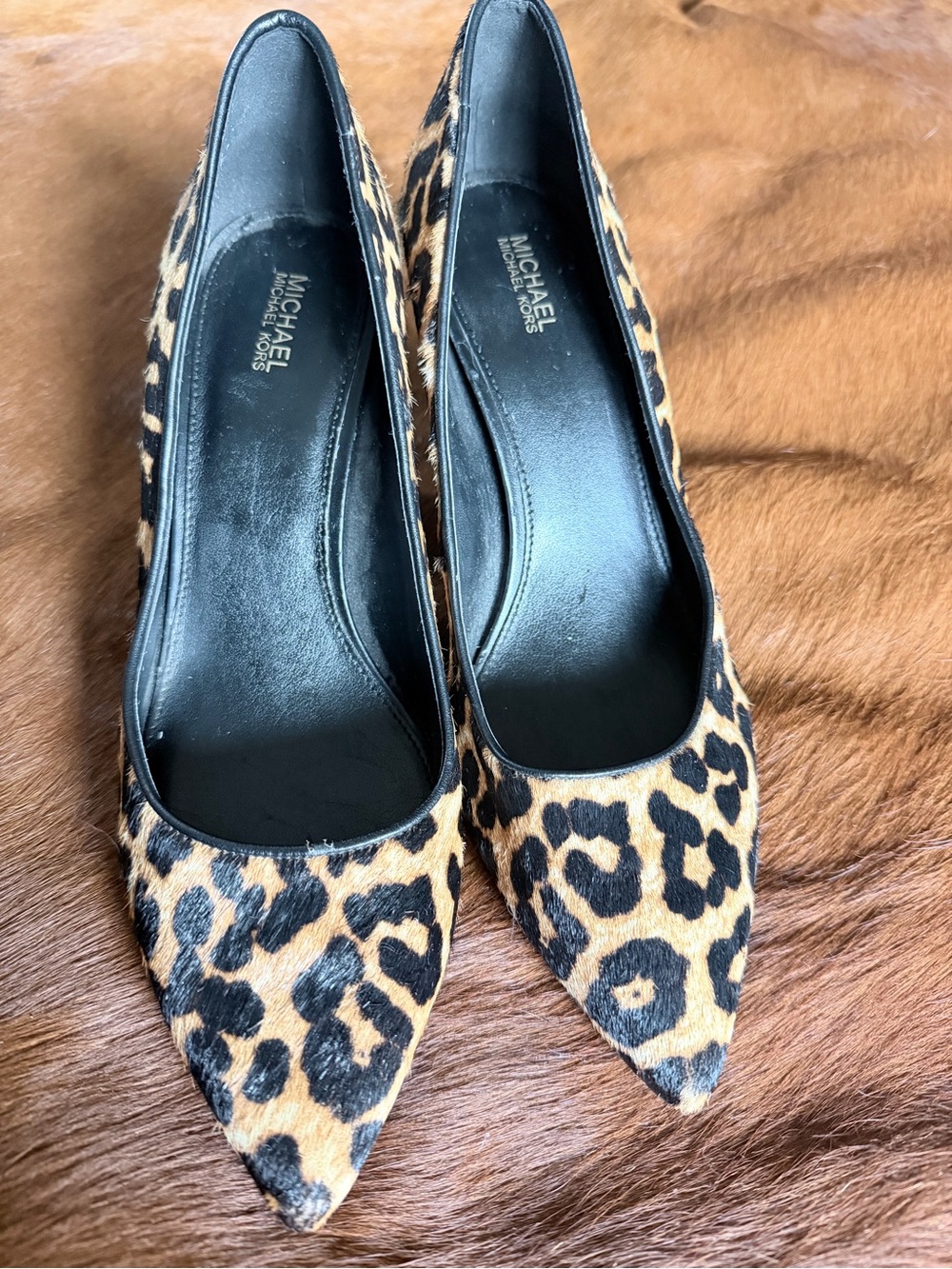 MICHAEL Michael Kors Leopard-Print Pointed Pumps - Tan & Black